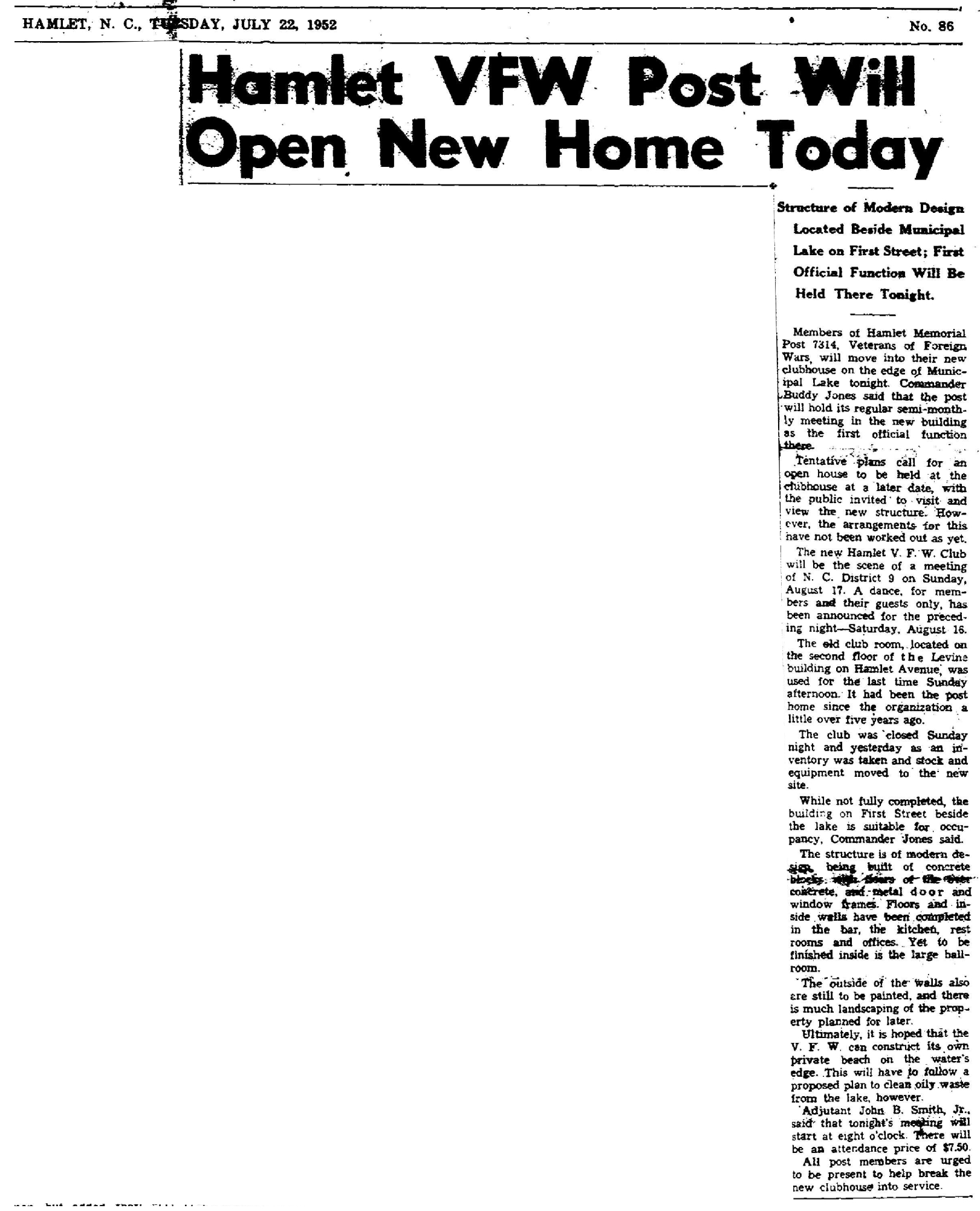 1952 Hamlet VFW opening 7-22-1952.jpg