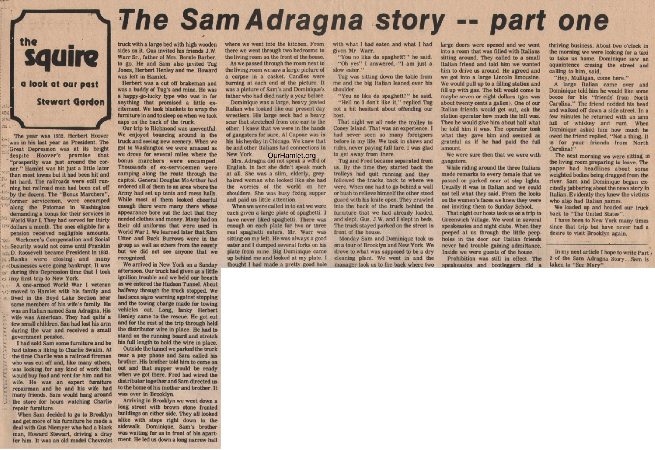 The Squire - Sam Adragna Story Part 1 OH